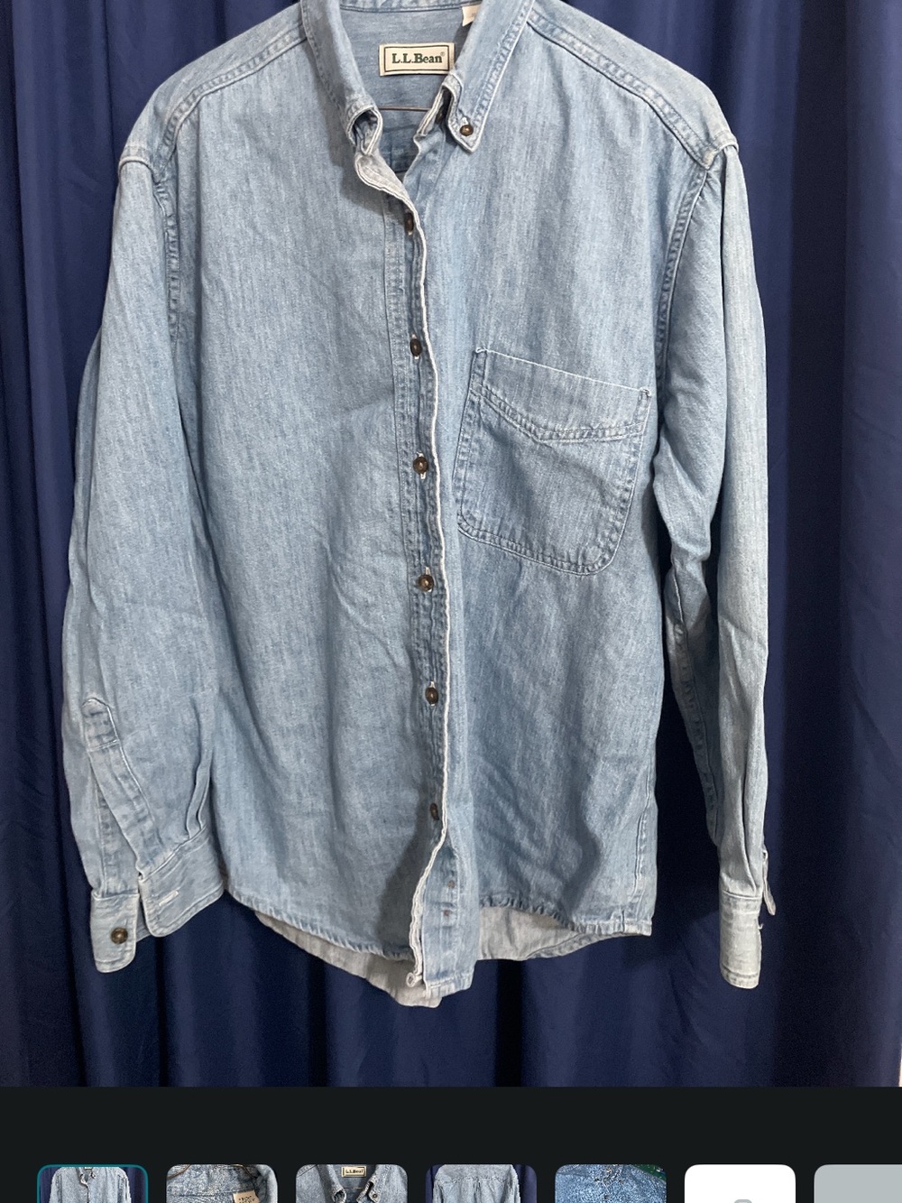 Vintage 80s L.L. Bean Heavyweight Denim Blue Button-Down Work Shirt Shacket